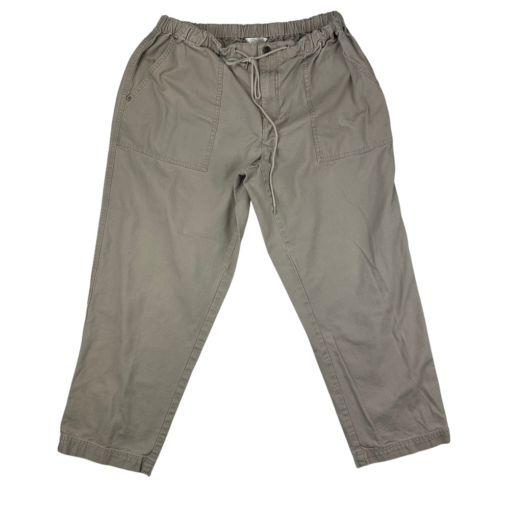 CJ Banks Women's 16W Taupe‎ Gray Cotton Elastic Waist Drawstring Pants